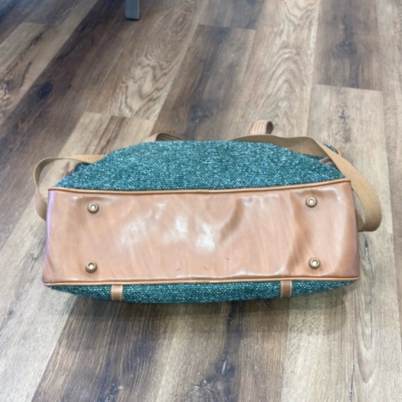 Oscar De La Renta Green Tweed Duffle Bag Luggage Suitcase Travel Bag - Picture 3 of 12